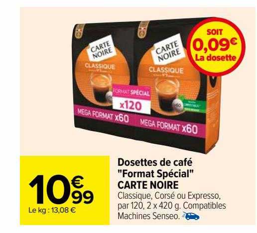 dosettes de café "format spécial" carte noire