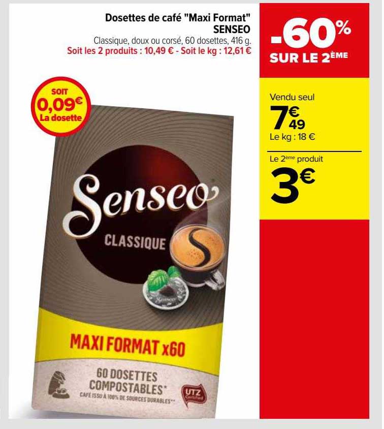 dosettes de café "maxi format" senseo