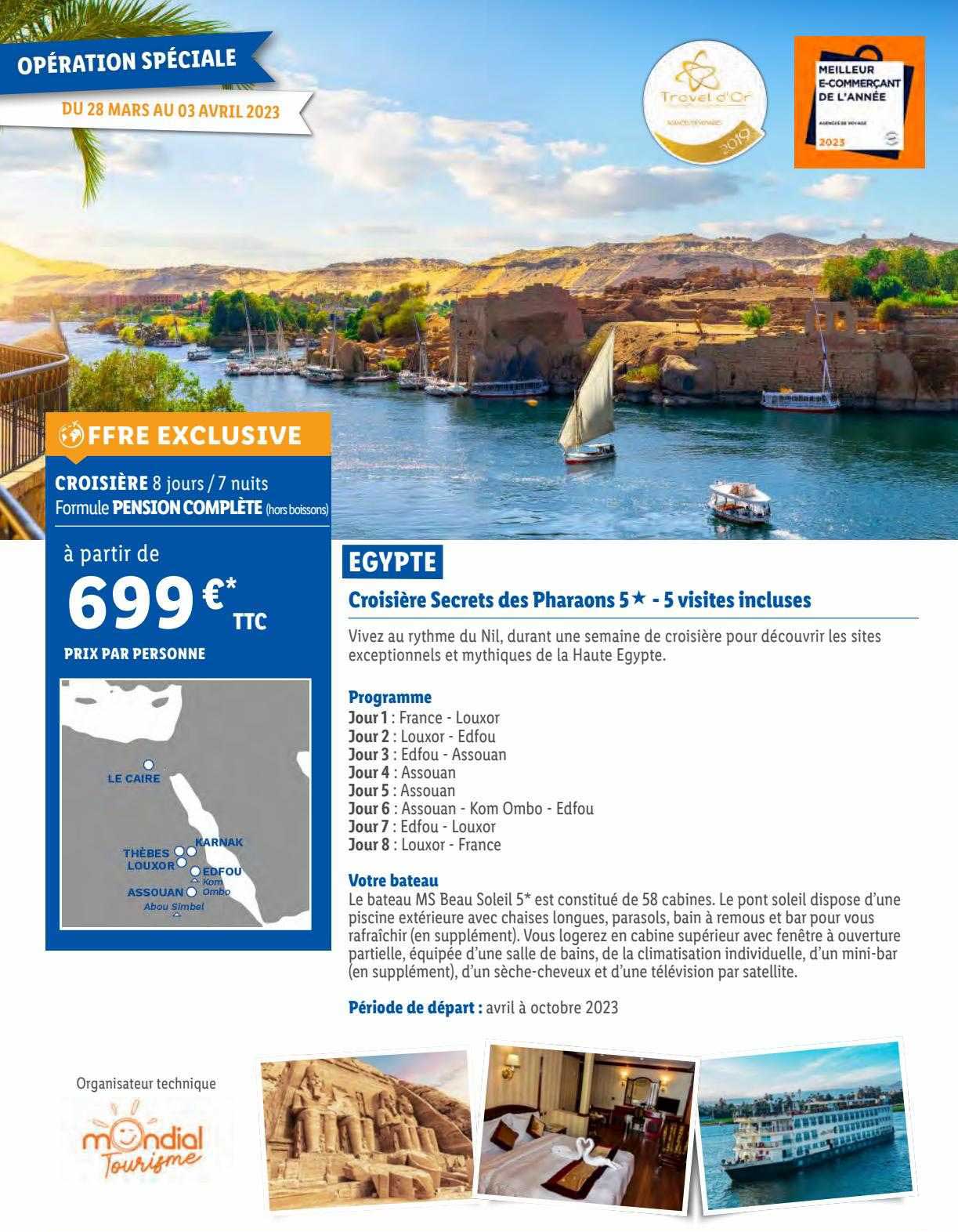 egypte : croisière secrets des pharaons 5* - 5 visites incluses