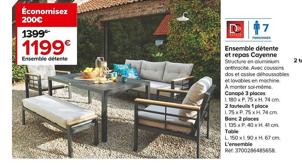 ensemble détente et repas cayenne