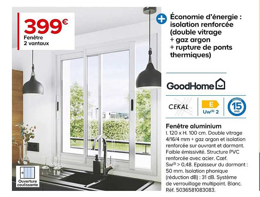 fenêtre 2 vantaux aluminium goodhome