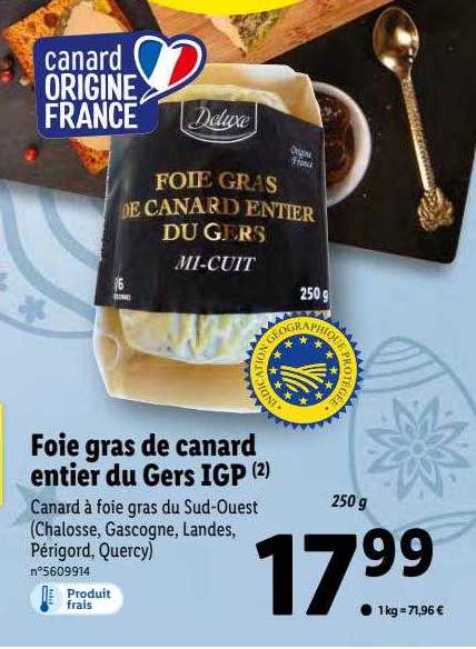 Foie Gras De Canard Entier Du Gers Igp Deluxe