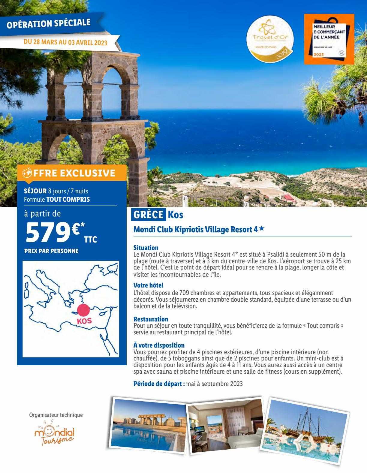 grèce kos : mondi club kipriotis village resort 4*