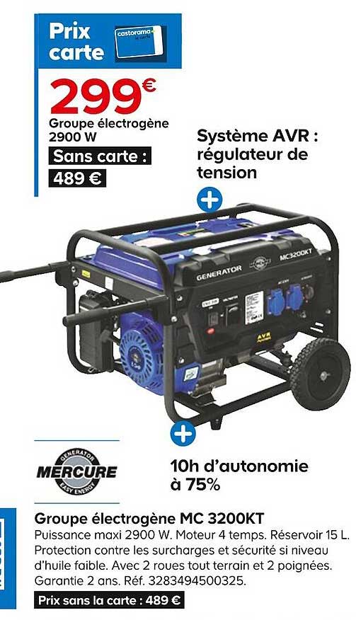 groupe électrogène mc 3200kt 2900 w mercure