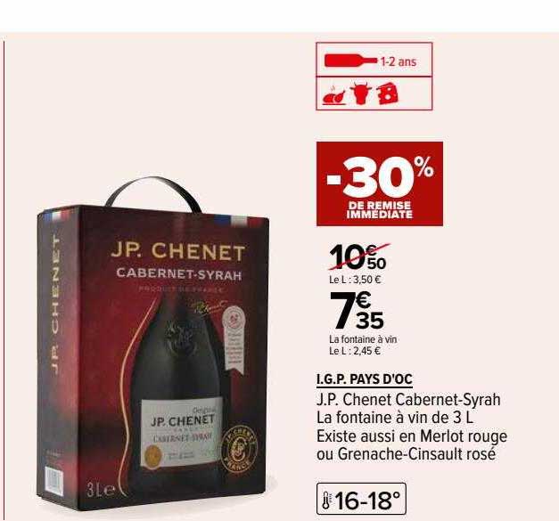 i.g.p. pays d'oc j.p. chenet cabernet-syrah
