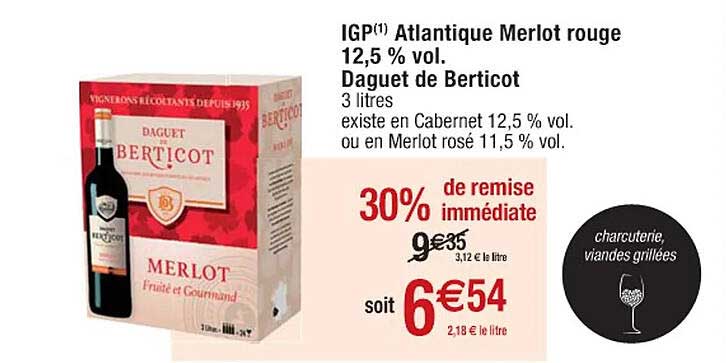 igp atlantique merlot rouge 12,5% vol. daguet de berticot