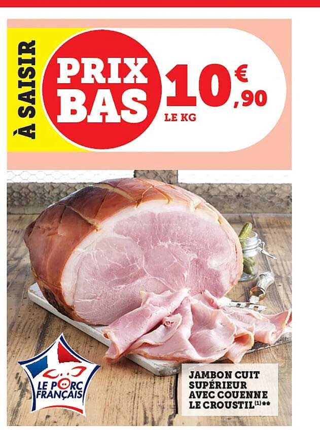 Jambon Cuit Supérieur Avec Couenne Le Croustil