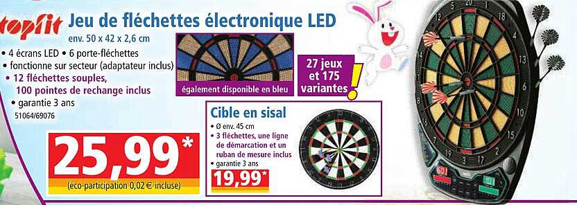 Jeu De Fléchettes électronique Led Topfit