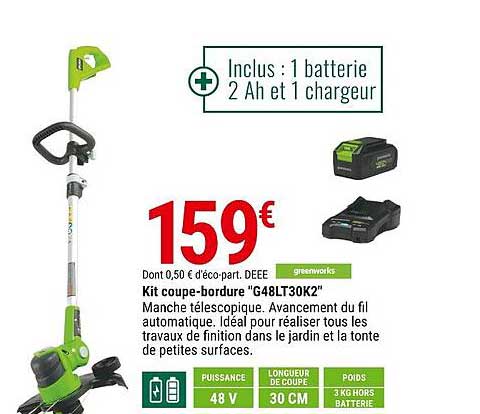 kit coupe-bordure "g48lt30k2" greenworks