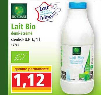 Lait Bio Demi-écrémé Bio Sonne