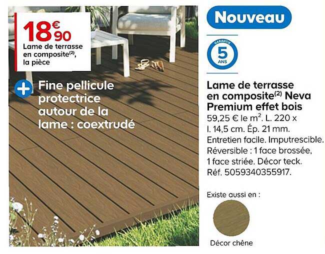 Lame De Terrasse En Composite Neva Premium Effet Bois