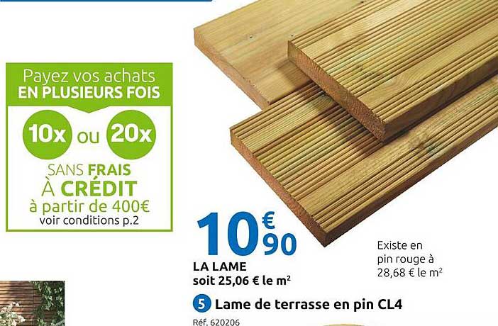 lame de terrasse en pin cl4