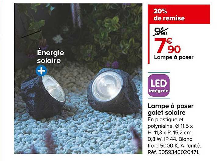 Lampe à Poser Galet Solaire