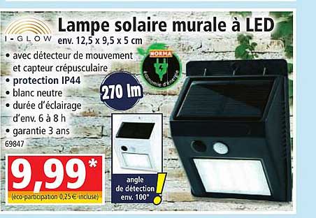 lampe solaire murale à led i-glow