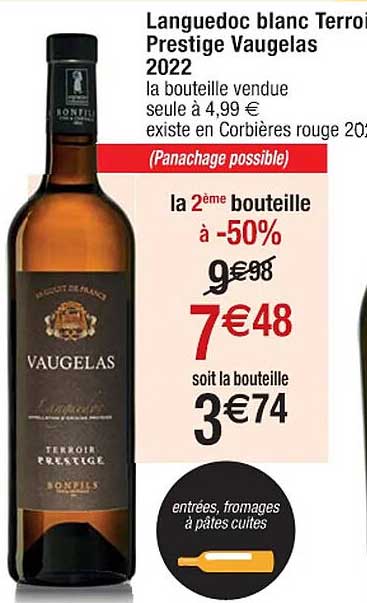 languedoc blanc terroirs prestige vaugelas 2022