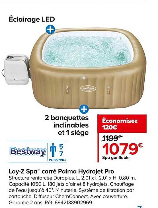 lay-z spa carré palma hydrojet pro bestway
