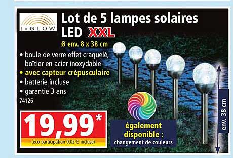 lot de 5 lampes solaires led xxl i-glow