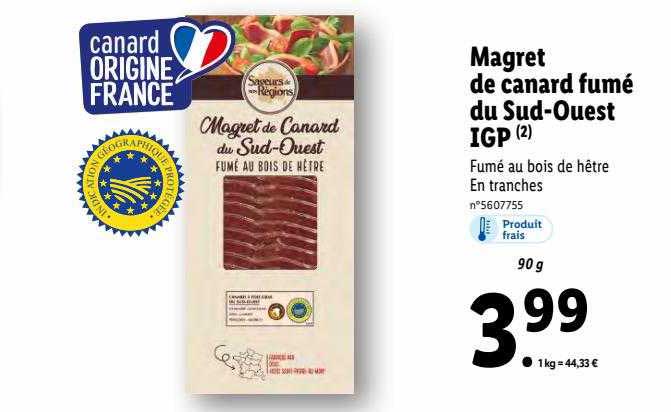 magret de canard fumé du sud-ouest igp saveurs de nos régions