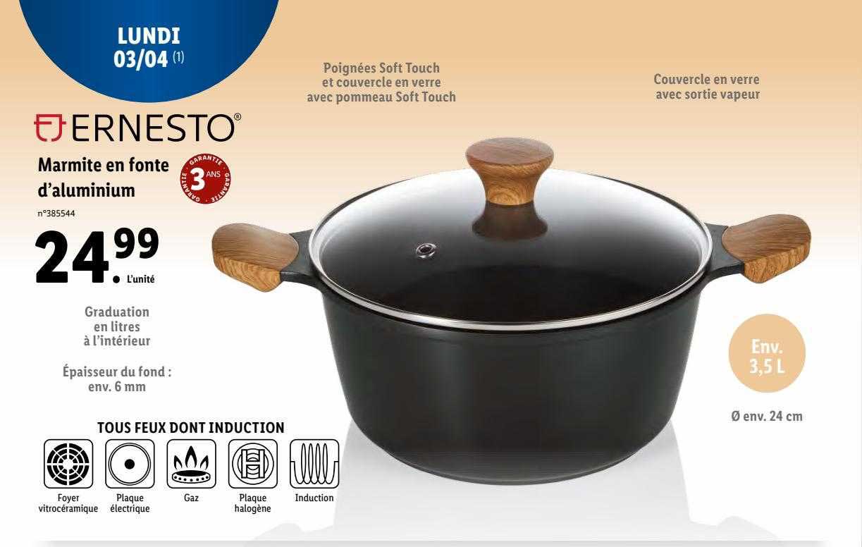 marmite en fonte d'aluminium ernesto