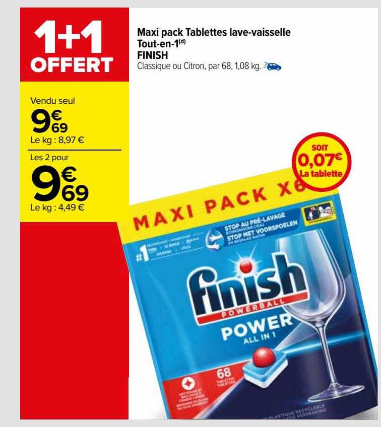 maxi pack tablettes lave-vaisselle tout-en-1 finish