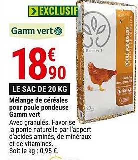 mélange de céréales pour poule pondeuse gamm vert