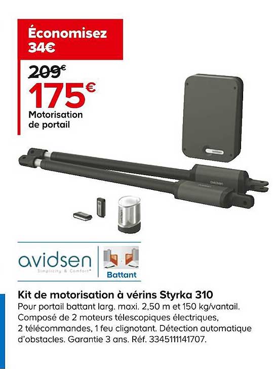 motorisation à vérins styrka 310 avidsen