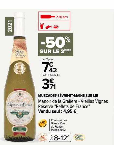 muscadet-sèvre-et-maine sur lie manoir de la grelière - vieilles vignes réserve "reflets de france"