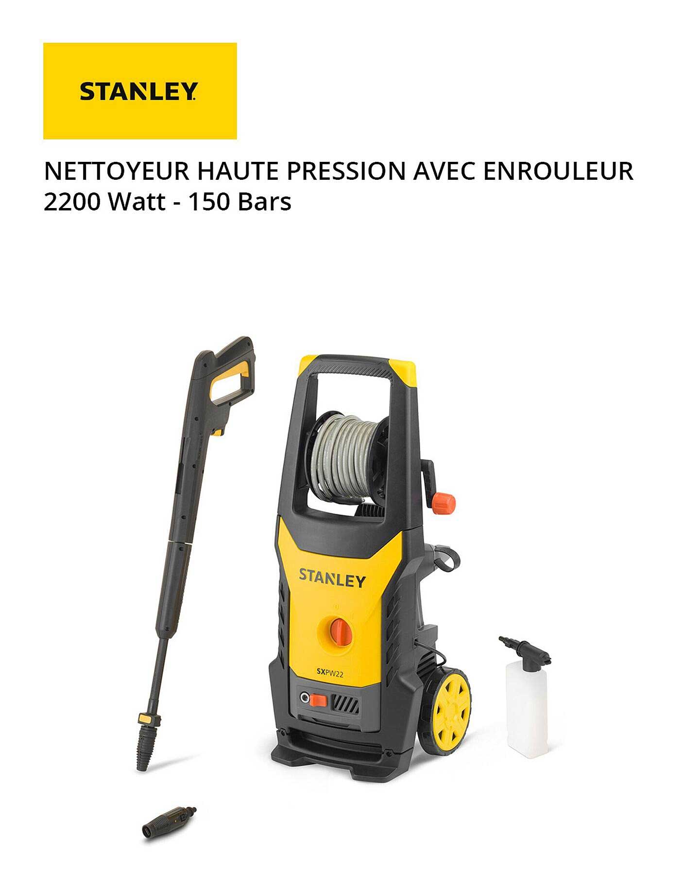 nettoyeur haute pression avec enrouleur 2200 watt - 150 bars stanley