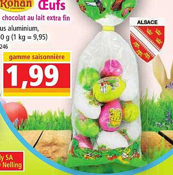 œufs chocolat au lait extra fin rohan