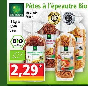 pâtes à l'épeautre bio bio sonne