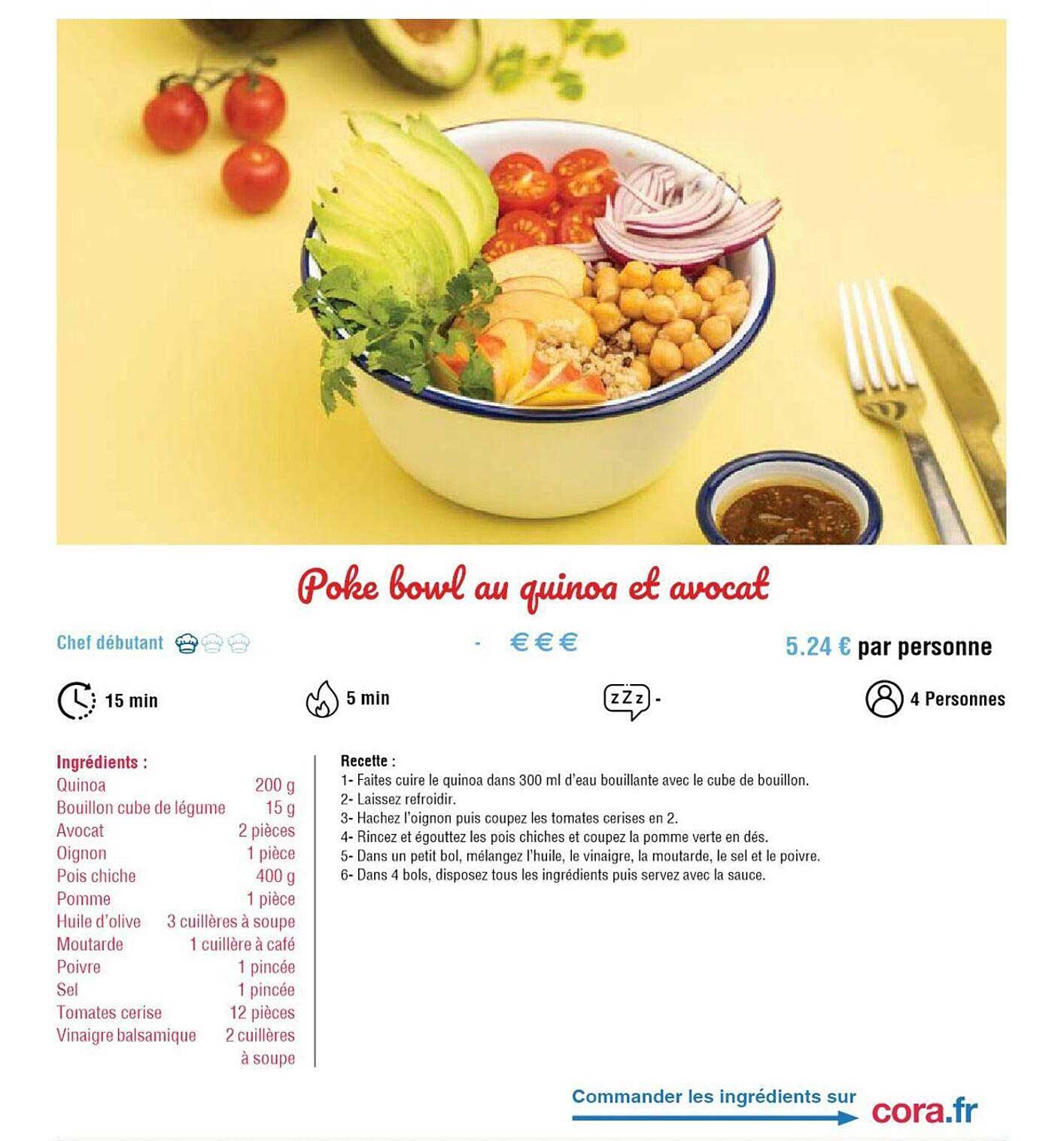 poke bowl au quinoa et avocat