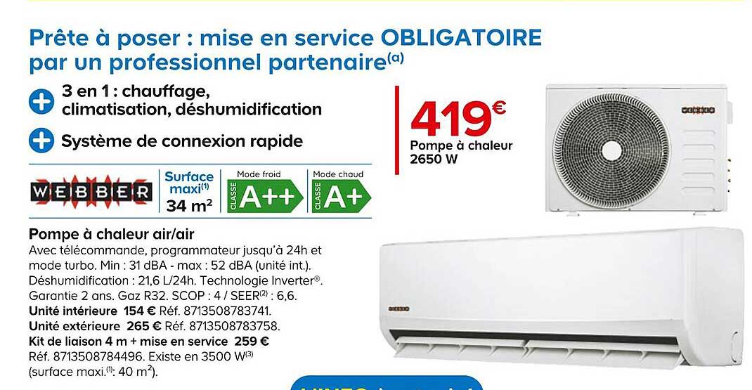 Pompe à Chaleur Air-air 2650w Webber