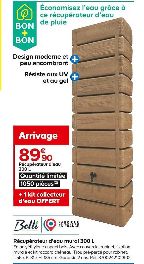 Récupérateur D'eau Mural 300l Belli