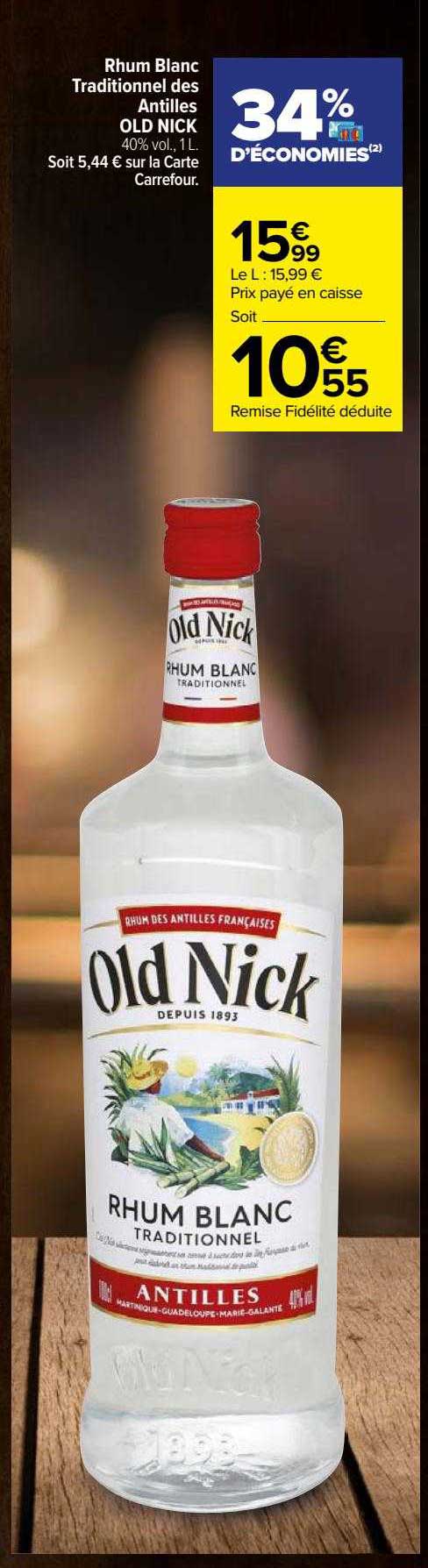 rhum blanc traditionnel des antilles old nick