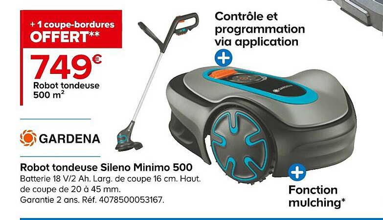 robot tondeuse sileno minimo 500 m² gardena