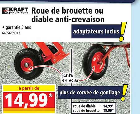 roue de brouette ou diable anti-crevaison kraft werkzeuge