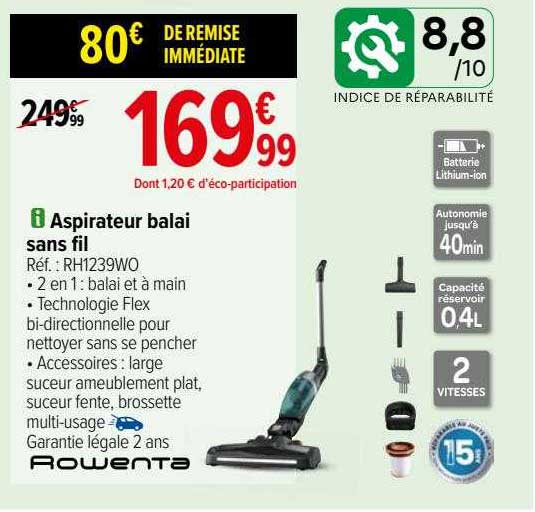 Rowenta Aspirateur Balai Sans Fil