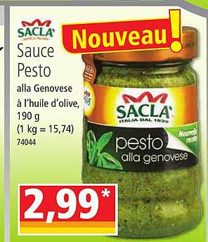 sauce pesto alla genovese à l'huile d'olive sacla