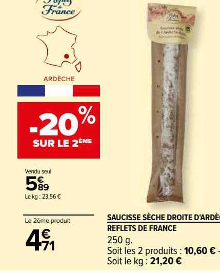 saucisse sèche droite d'ardèche reflets de france