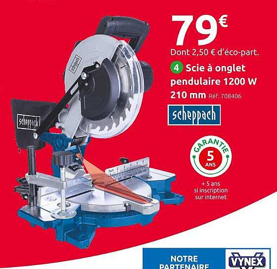 scie à onglet pendulaire 1200w 210 mm scheppach