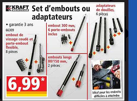 set d'embouts ou adaptateurs kraft werkzeuge