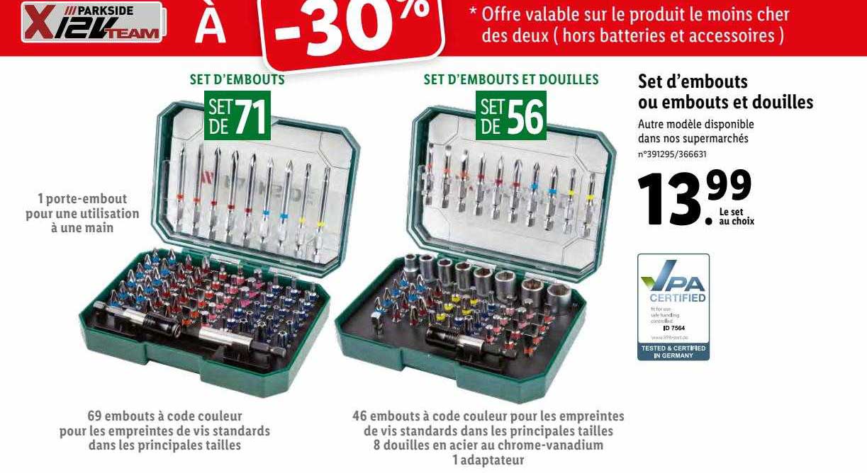 set d'embouts ou embouts et douilles parkside