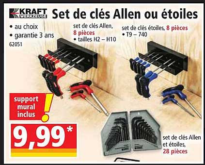 set de clés allen ou étoiles kraft werkzeuge