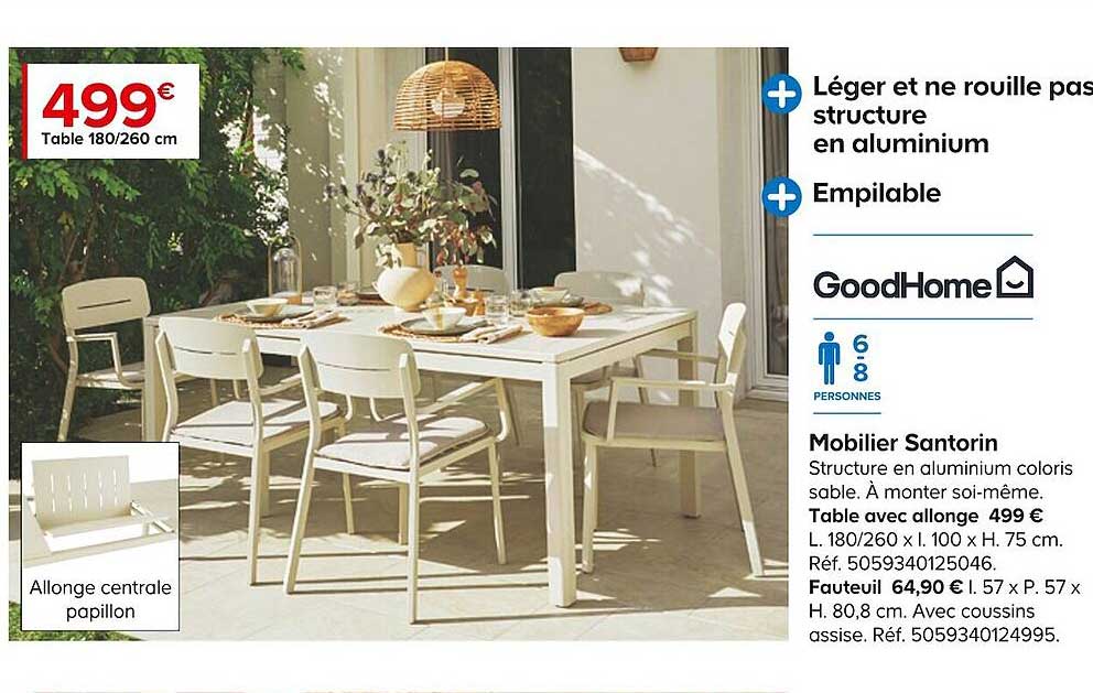 table 180-260 cm santorin goodHome