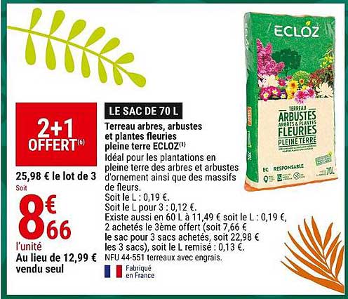 terreau arbres, arbustes et plantes fleuries pleine terre ecloz