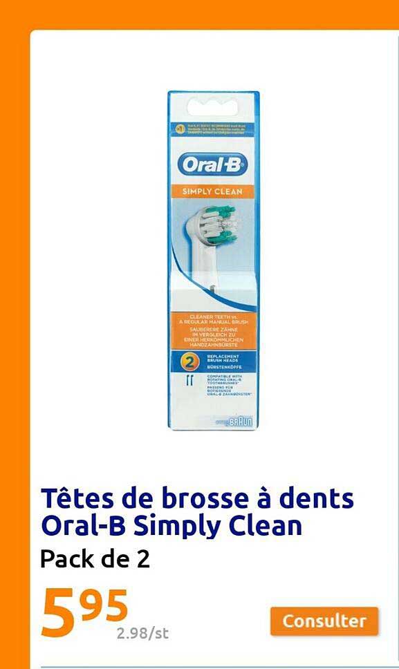 têtes de brosse à dents oral-b simply clean