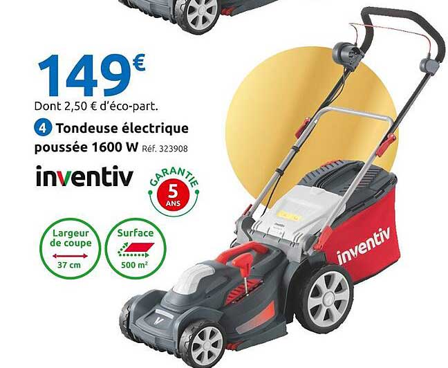 tondeuse électrique poussée 1600 w inventiv