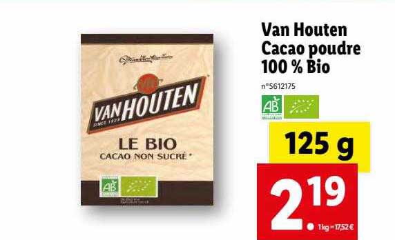 Van Houten Cacao Poudre 100% Bio