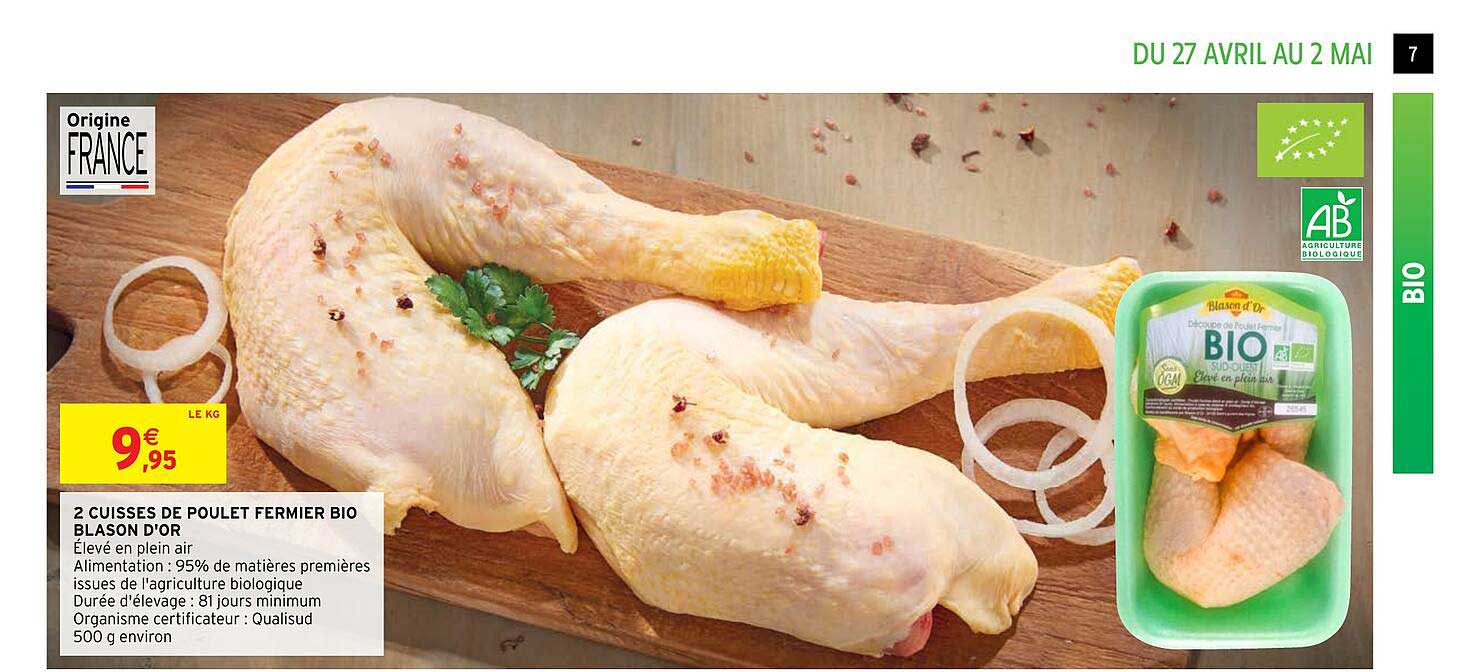 2 cuisses de poulet fermier bio blason d'or