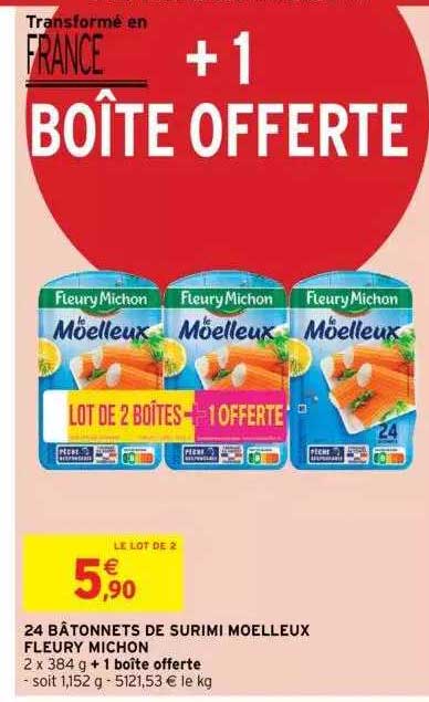 24 bâtonnets de surimi moelleux fleury michon